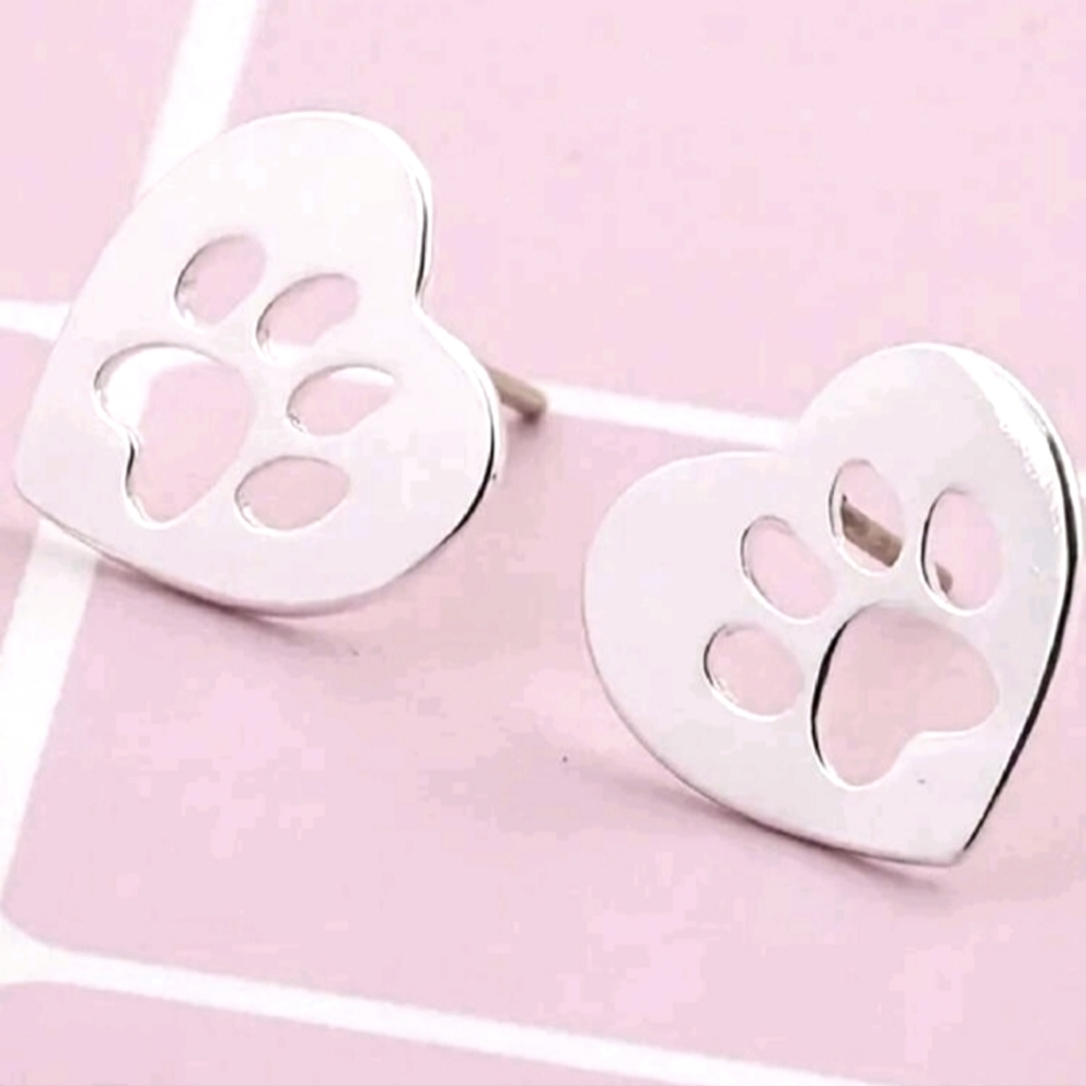 Paw print  Earring set Stud style STAINLESS STEEL  Post